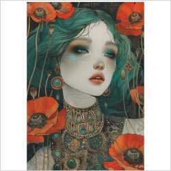 Transfer 25x30 chica amapolas 161